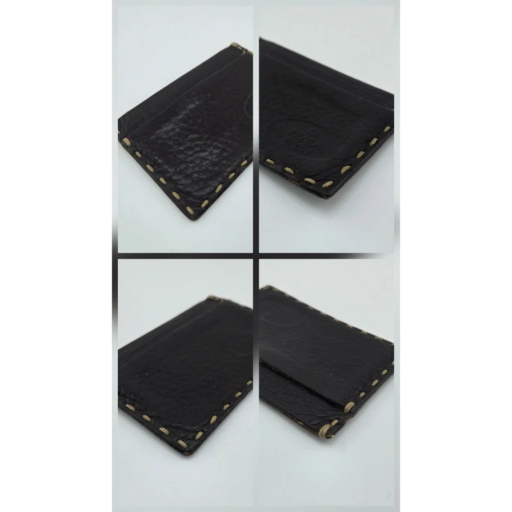 Fendi Selleria Card Holder Wallet Brown Pebbled Leather Vintage Hand Stitched